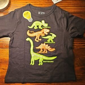 The Children's Place Dinosaur Glow Tee - Black and Green